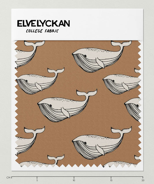 Elvelyckan - Organic Cotton French Terry - Whales on Toffee - 1 yard