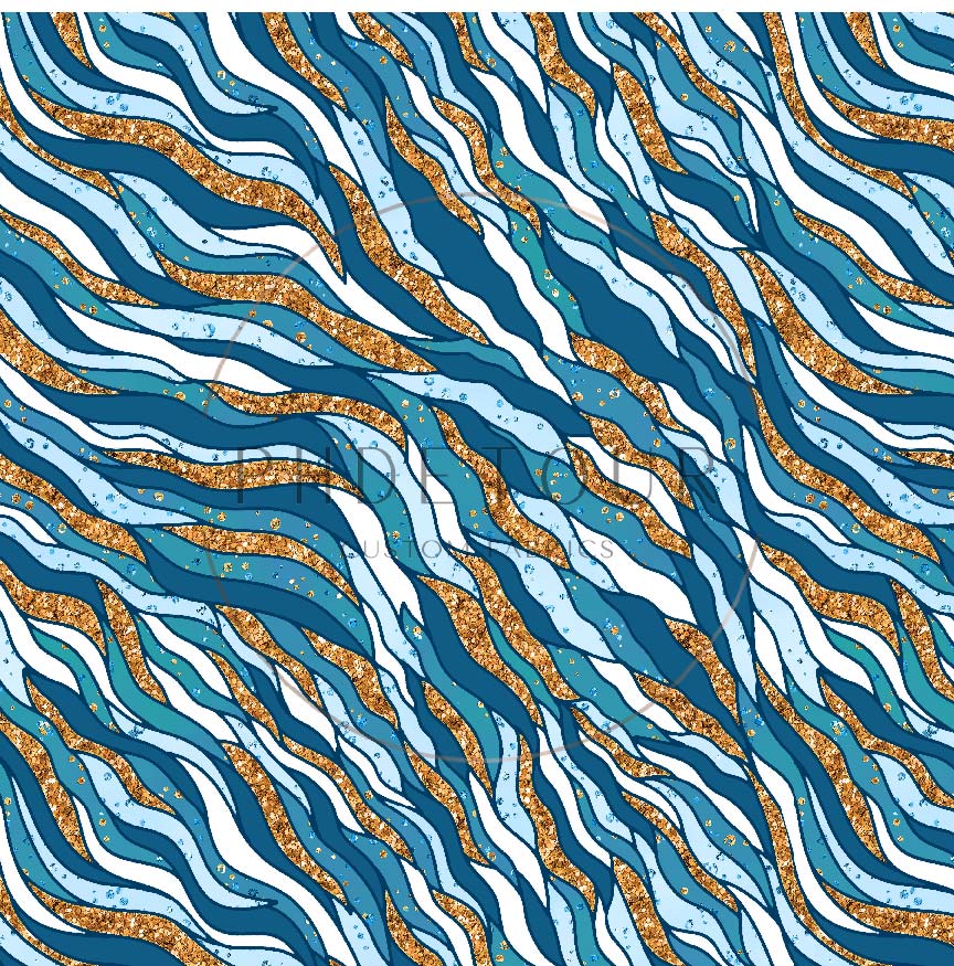 PREORDER - Blue Glitter Zebra Stripes - 0131 - Choose Your Base