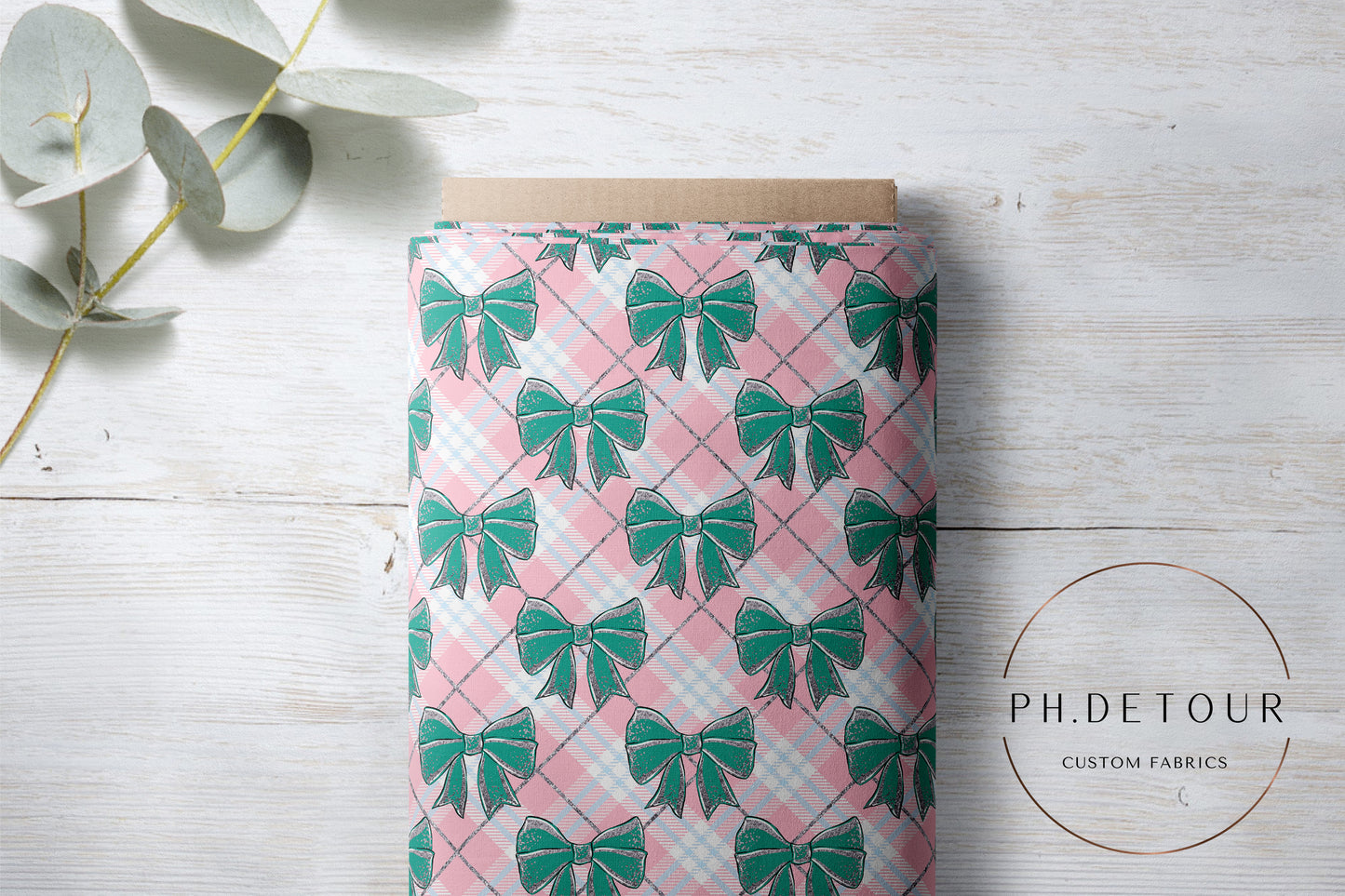 PREORDER - Bows on Pink Plaid - 0157 - Choose Your Base