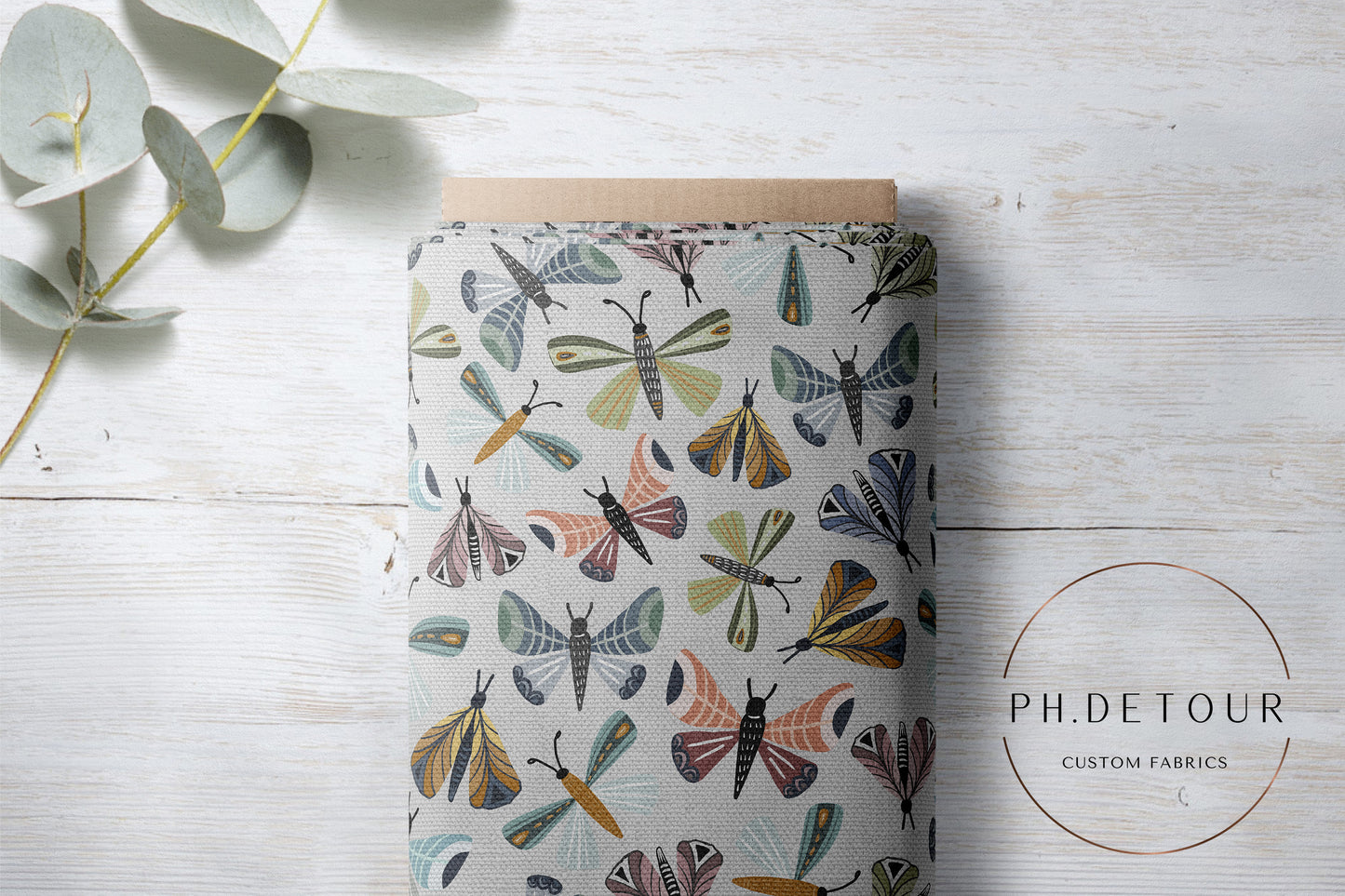 PREORDER - Burlap Moths on Fog - 0182 - Choose Your Base