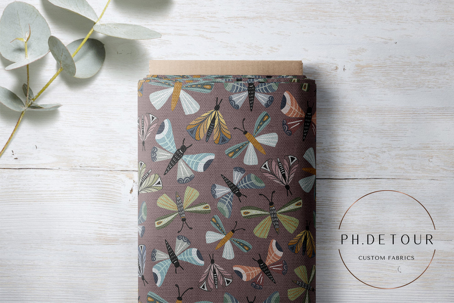 PREORDER - Burlap Moths on Raisin - 0186 - Choose Your Base