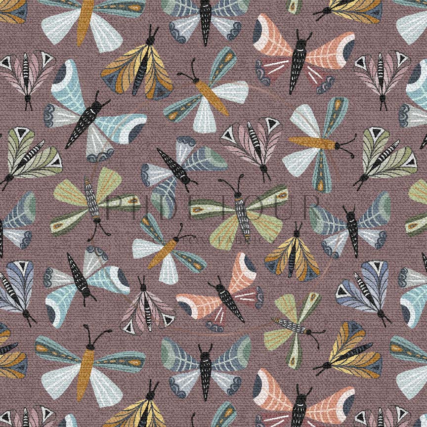 PREORDER - Burlap Moths on Raisin - 0186 - Choose Your Base