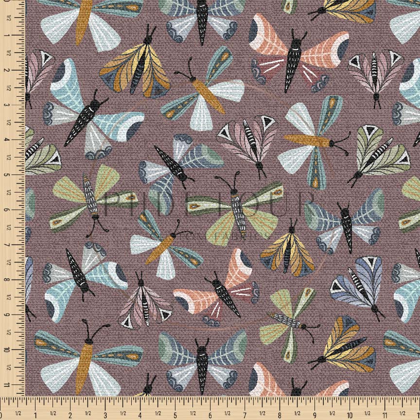 PREORDER - Burlap Moths on Raisin - 0186 - Choose Your Base