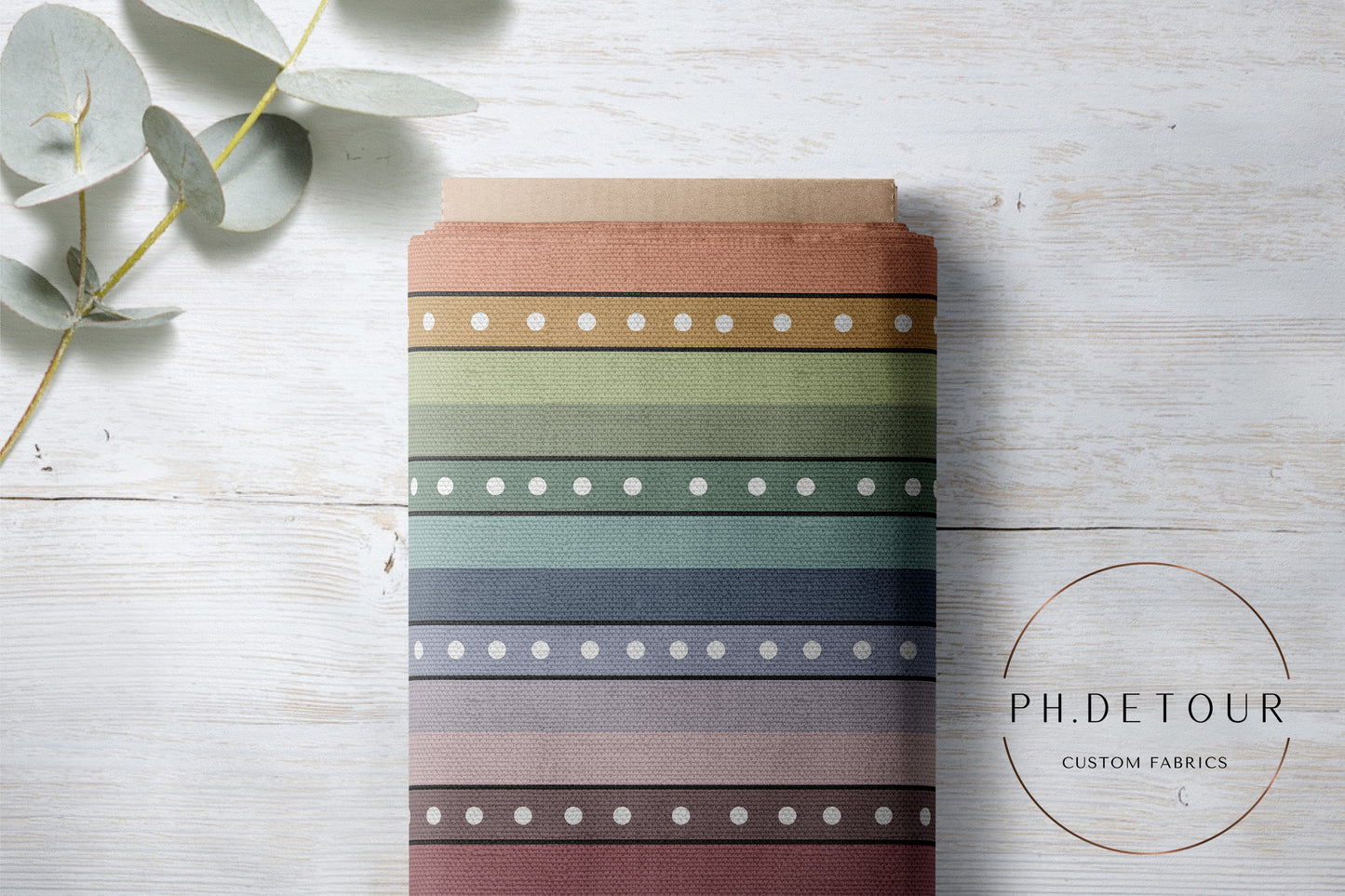 PREORDER - Burlap Mushroom Dotted Stripes - 0188 - Choose Your Base