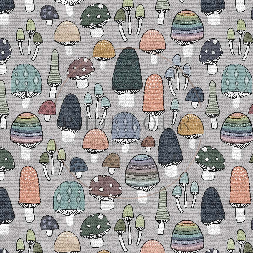 PREORDER - Burlap Mushrooms on Cement - 0190 - Choose Your Base