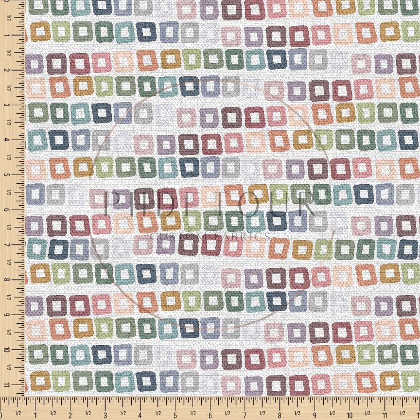 PREORDER - Burlap Rainbow Squares on White - 0194 - Choose Your Base