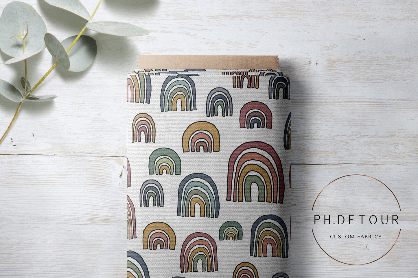 PREORDER - Burlap Rainbows on White - 0197 - Choose Your Base
