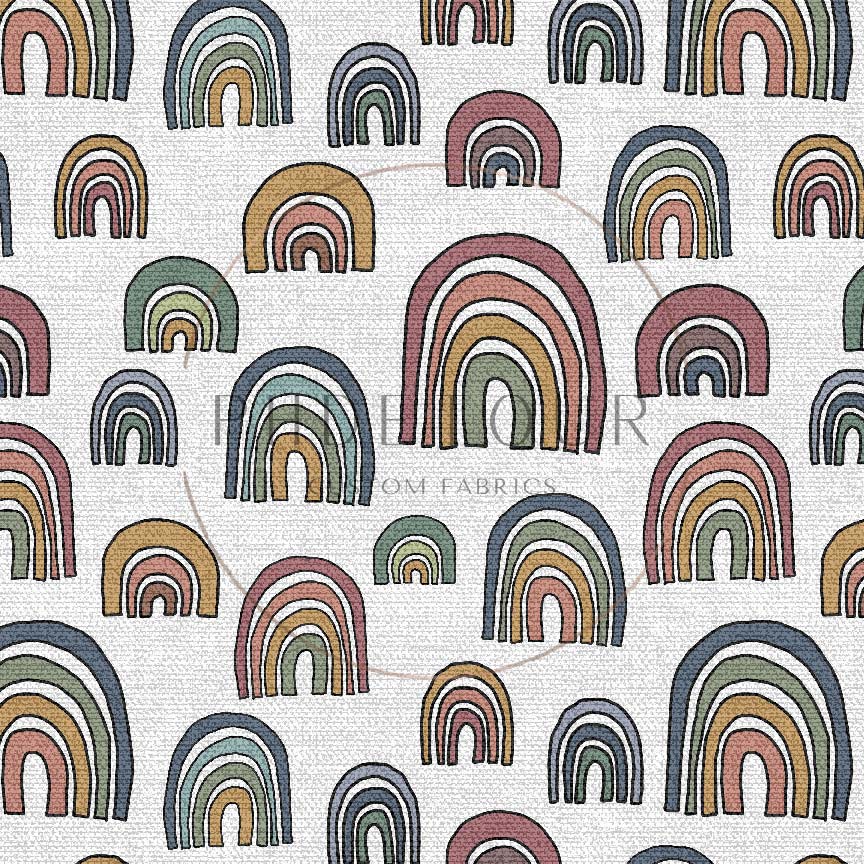 PREORDER - Burlap Rainbows on White - 0197 - Choose Your Base