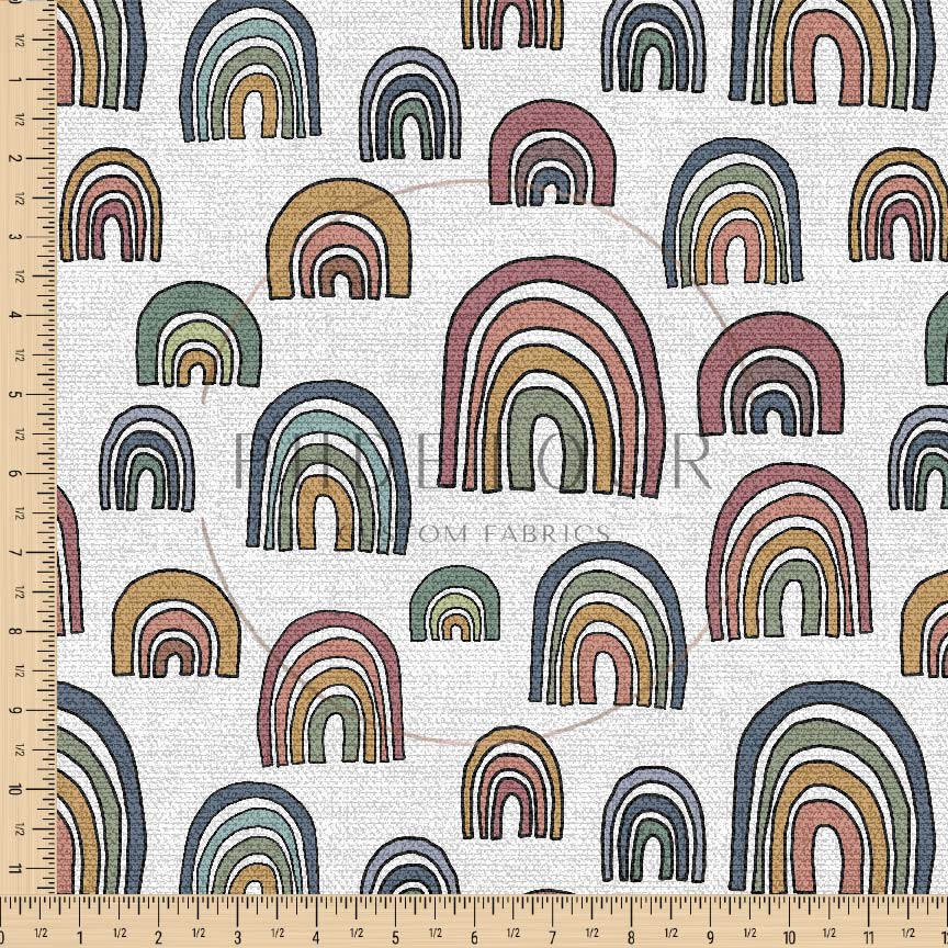 PREORDER - Burlap Rainbows on White - 0197 - Choose Your Base