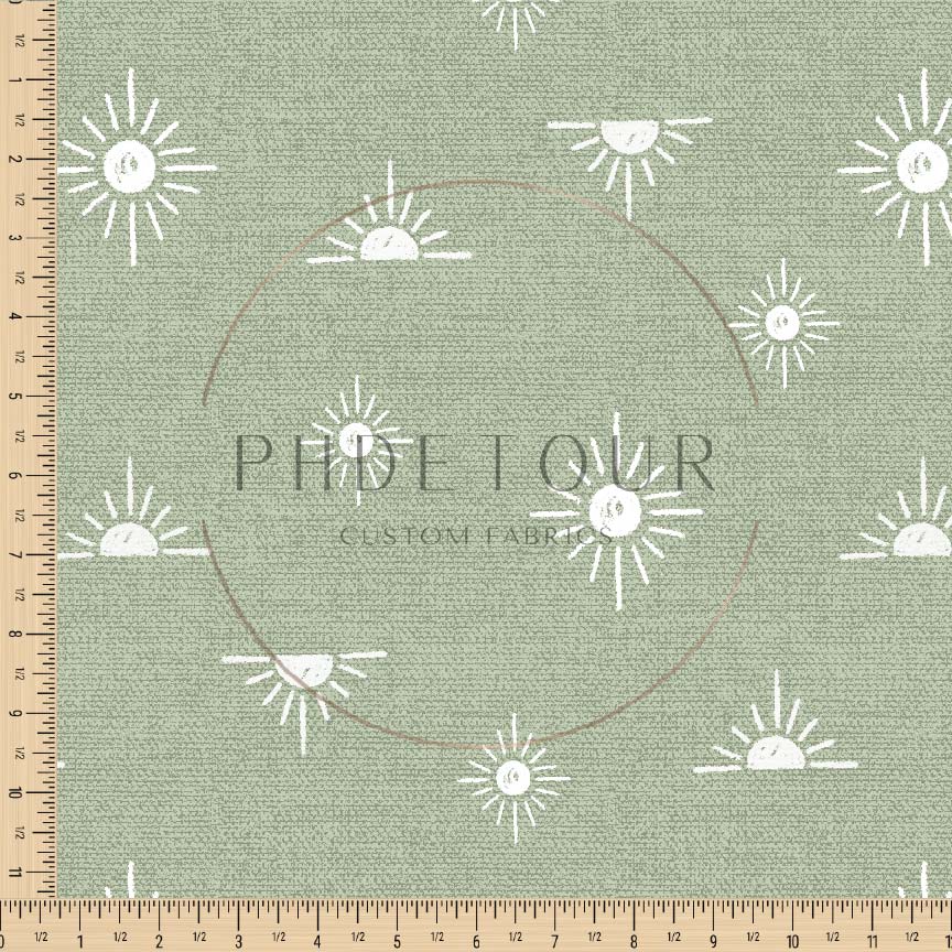 PREORDER - Burlap Simple Suns on Sage - 0203 - Choose Your Base