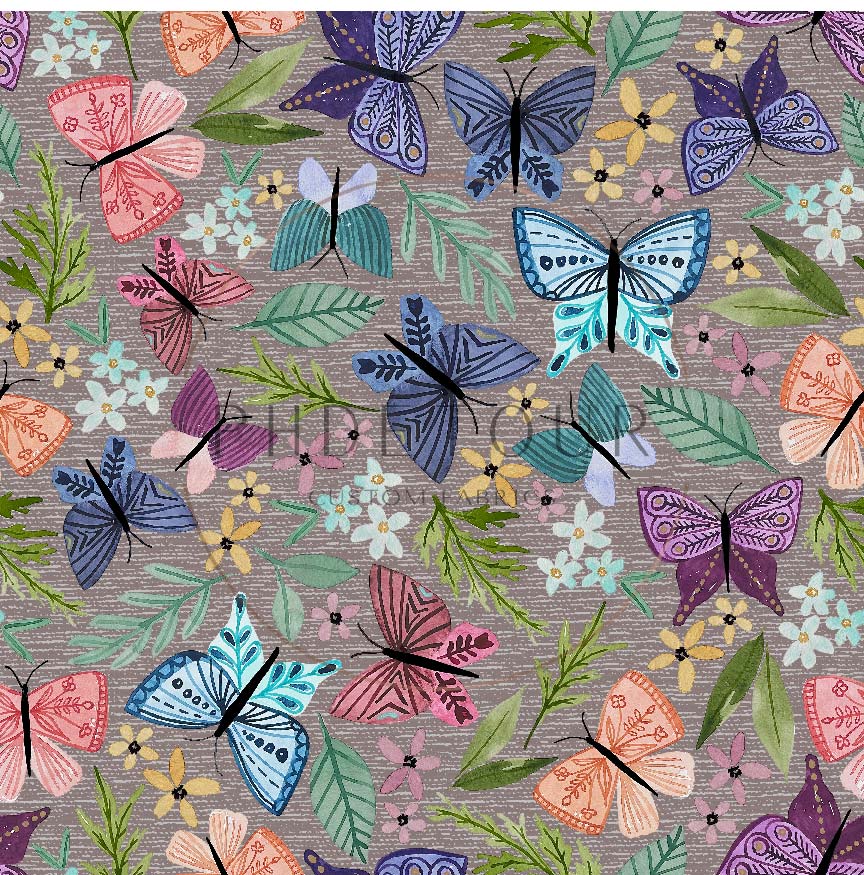 PREORDER - Butterfly Toss on Handwoven Texture - Mushroom - 0231 - Choose Your Base