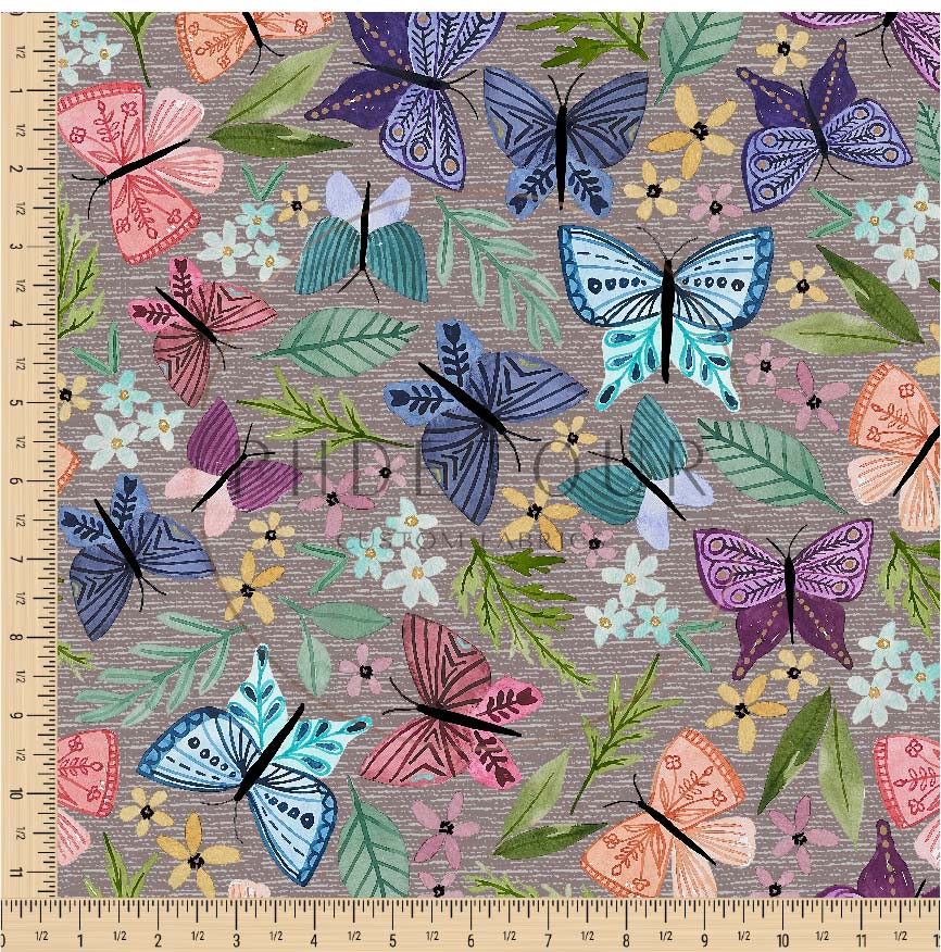 PREORDER - Butterfly Toss on Handwoven Texture - Mushroom - 0231 - Choose Your Base