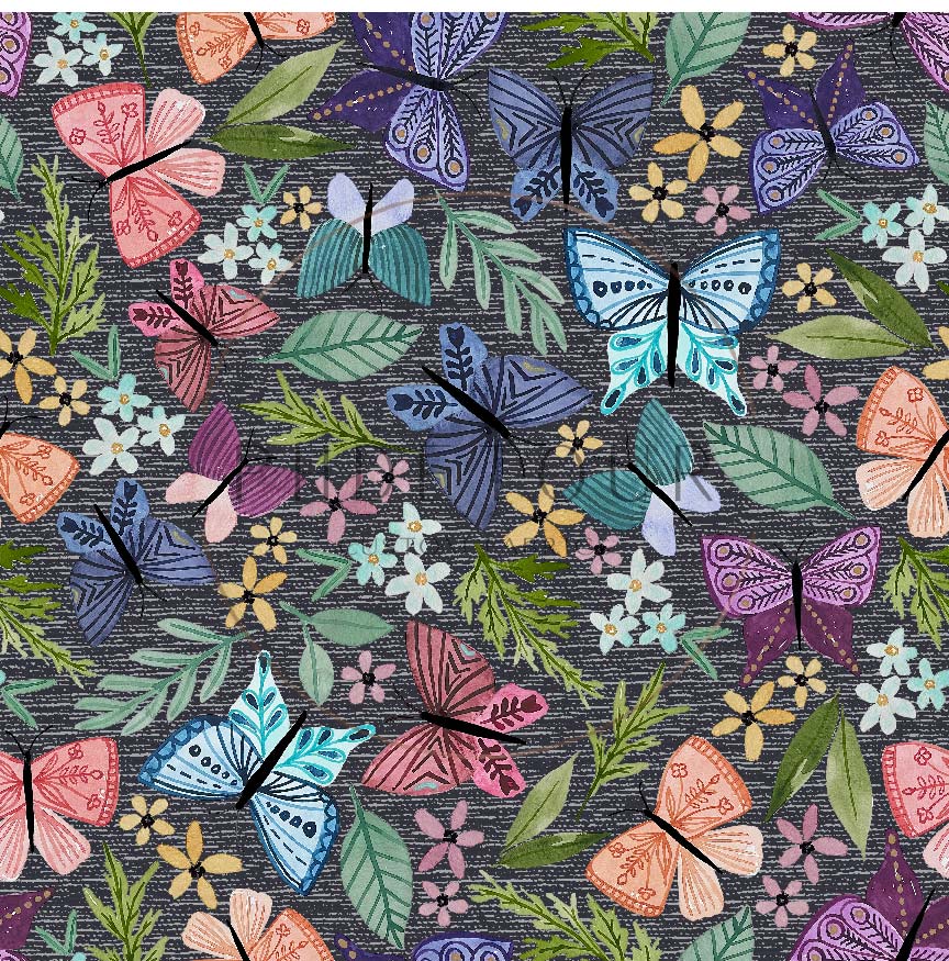 PREORDER - Butterfly Toss on Handwoven Texture - Slate - 0234 - Choose Your Base