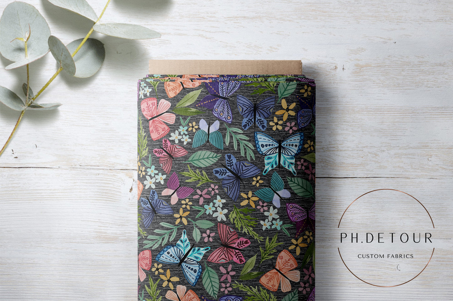 PREORDER - Butterfly Toss on Handwoven Texture - Space - 0235 - Choose Your Base