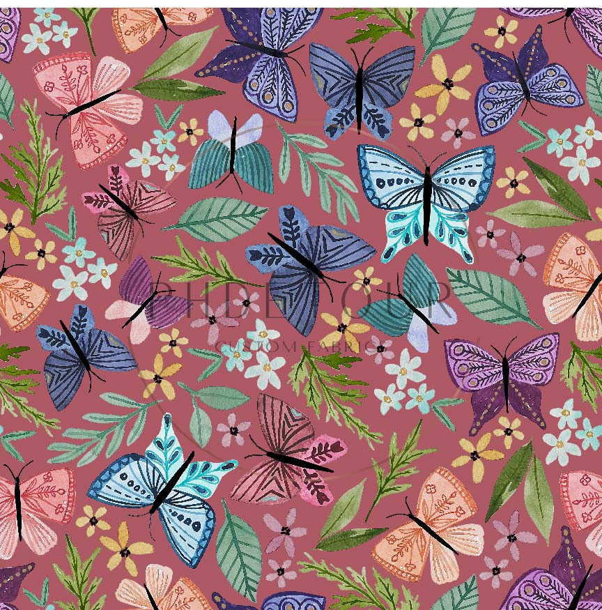 PREORDER - Butterfly Toss on Mauve - 0243 - Choose Your Base