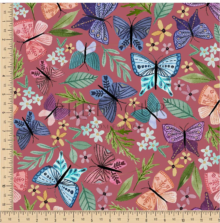 PREORDER - Butterfly Toss on Mauve - 0243 - Choose Your Base