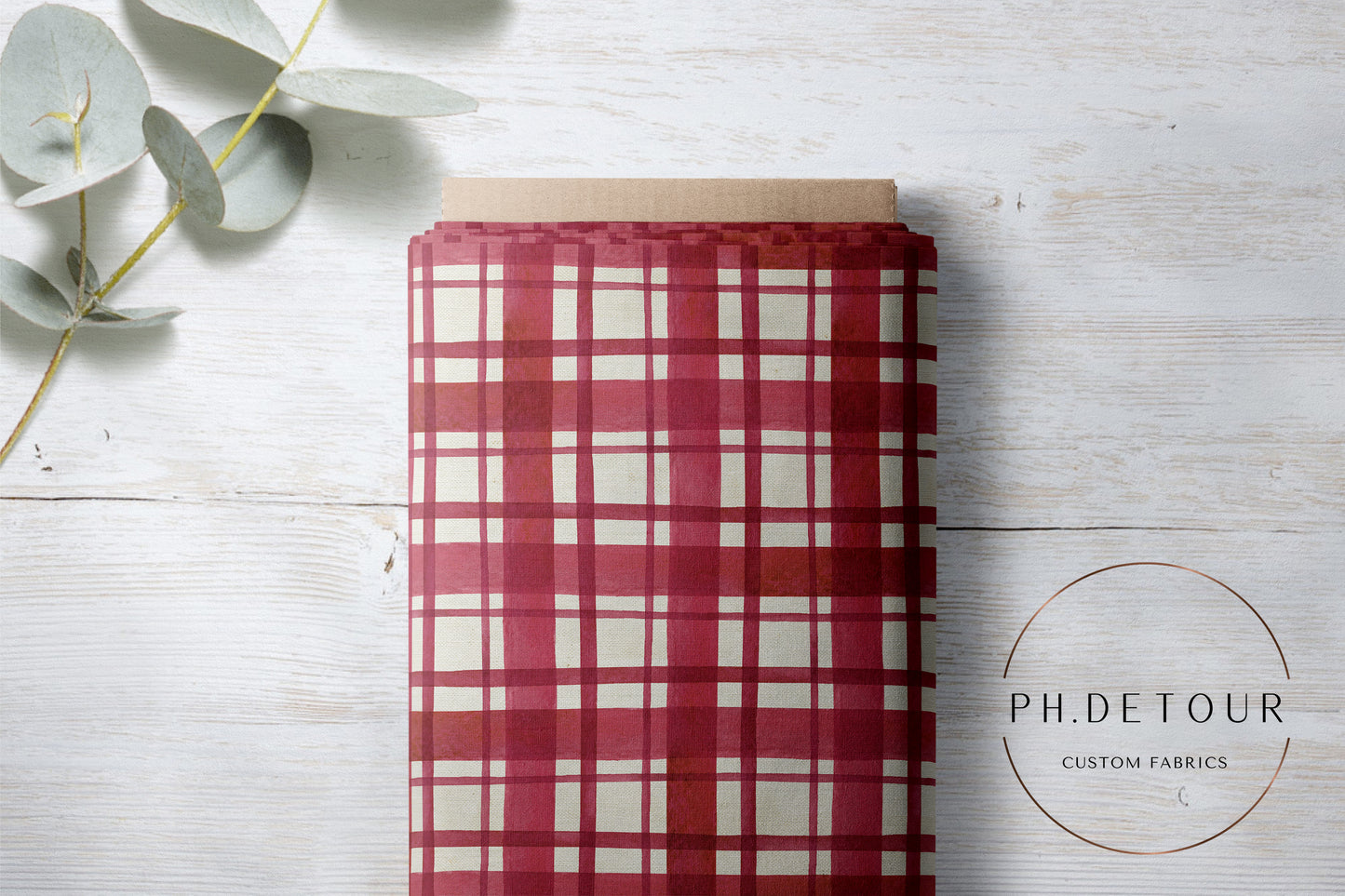 PREORDER - Candy Cane Burlap Texture Plaid - 0291 - Choose Your Base