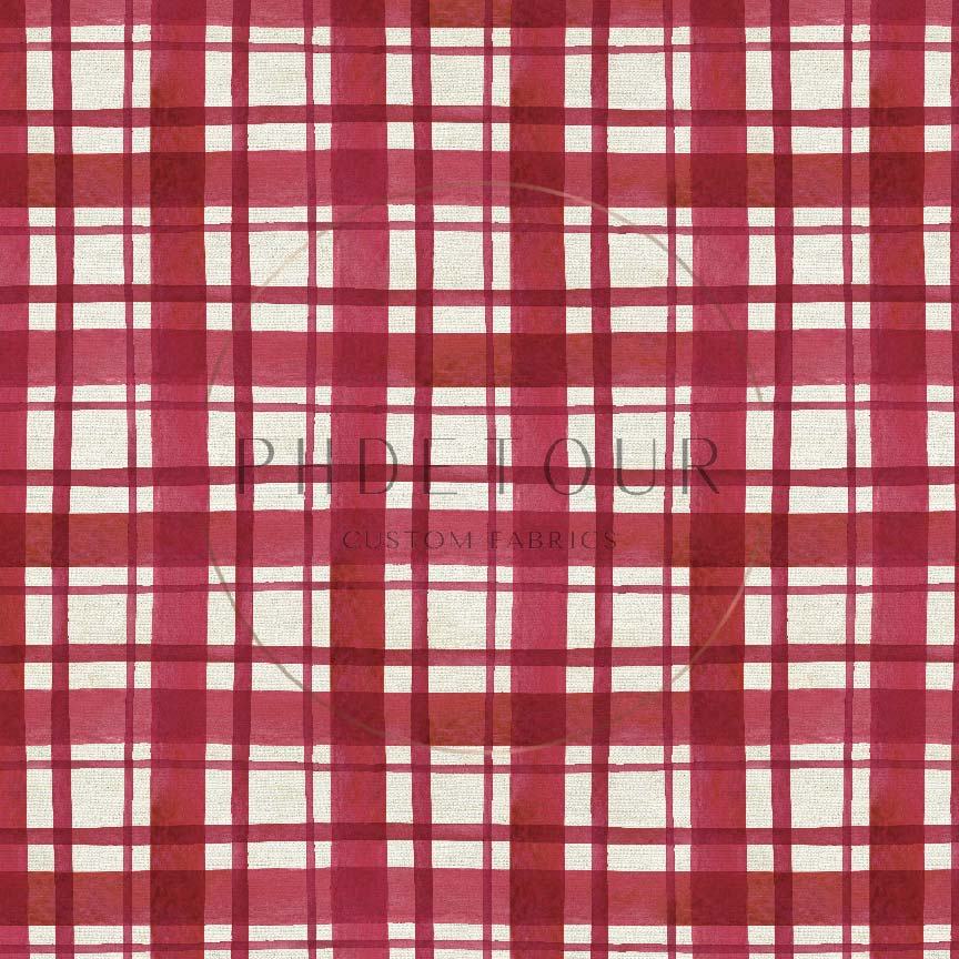 PREORDER - Candy Cane Burlap Texture Plaid - 0291 - Choose Your Base
