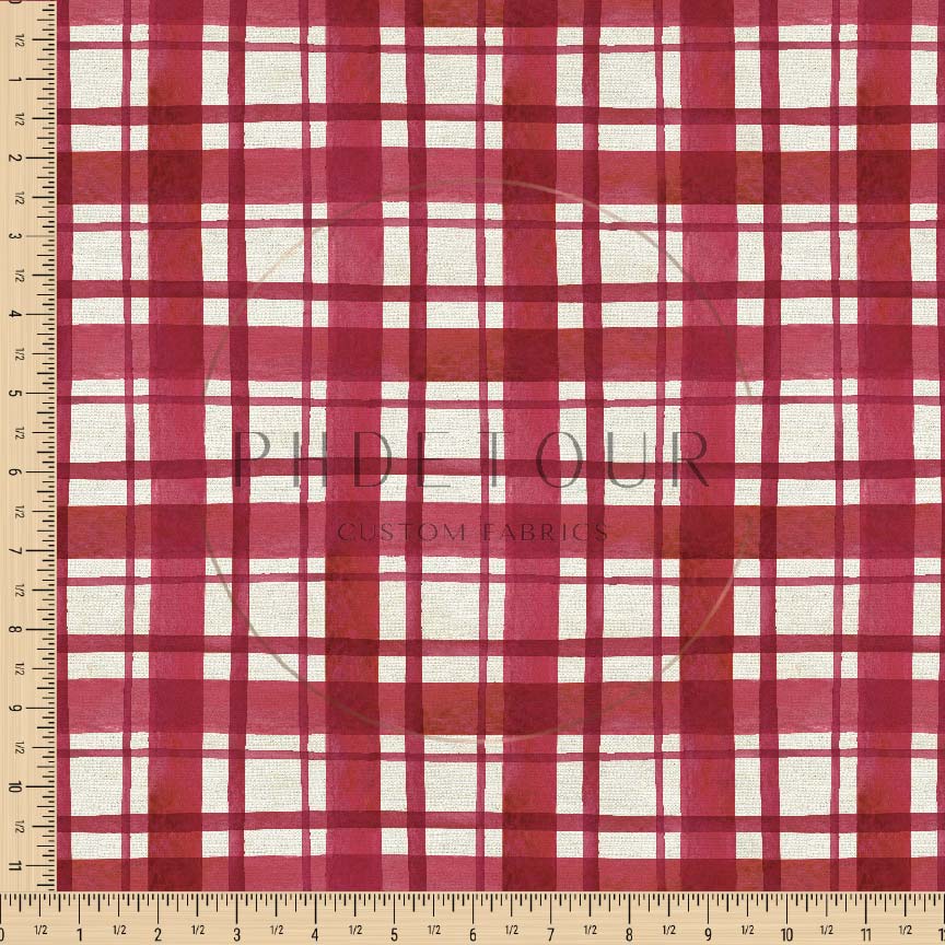 PREORDER - Candy Cane Burlap Texture Plaid - 0291 - Choose Your Base
