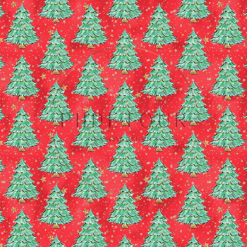 PREORDER - Pine Trees on Red - 0345 - Choose Your Base