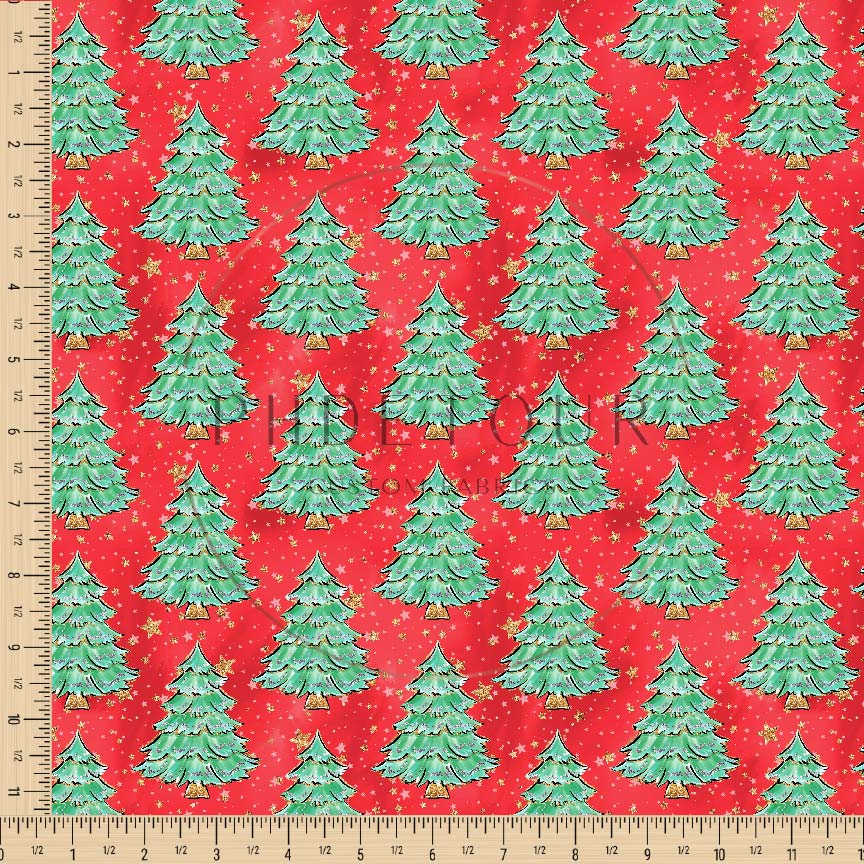 PREORDER - Pine Trees on Red - 0345 - Choose Your Base