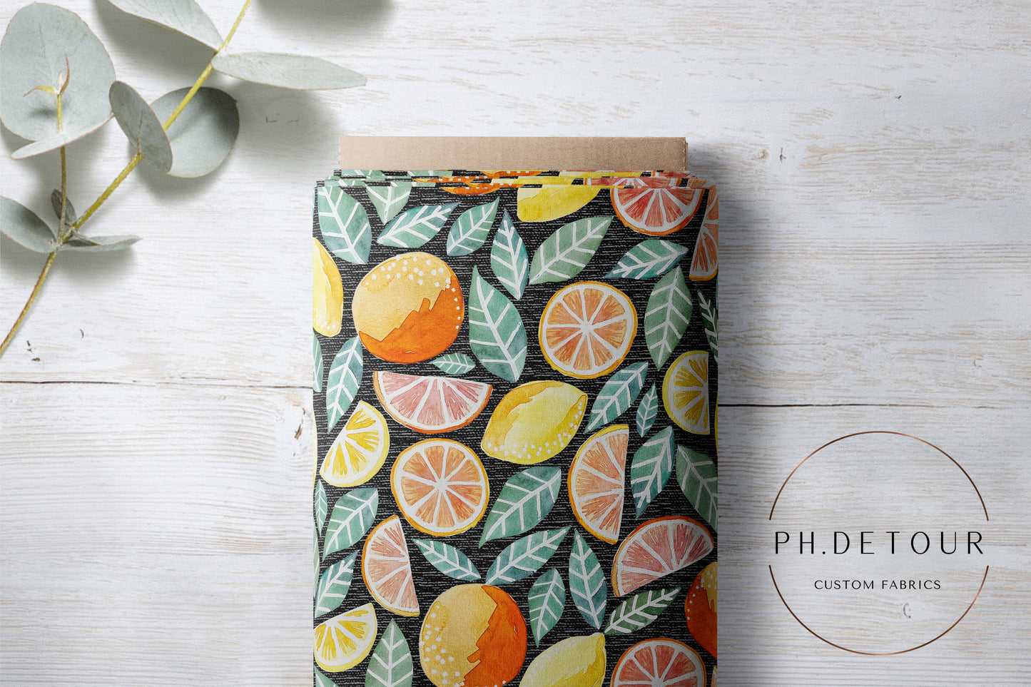 PREORDER - Citrus on Handwoven Texture Black - 0356 - Choose Your Base