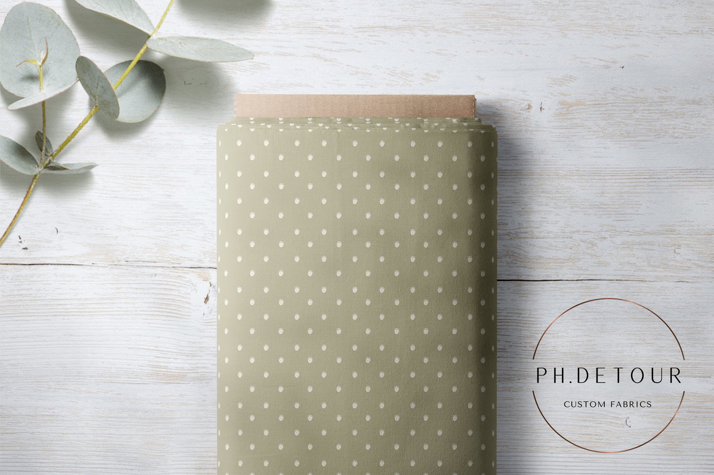 PREORDER - Dainty Cream Dots on Sage - 0437 - Choose Your Base