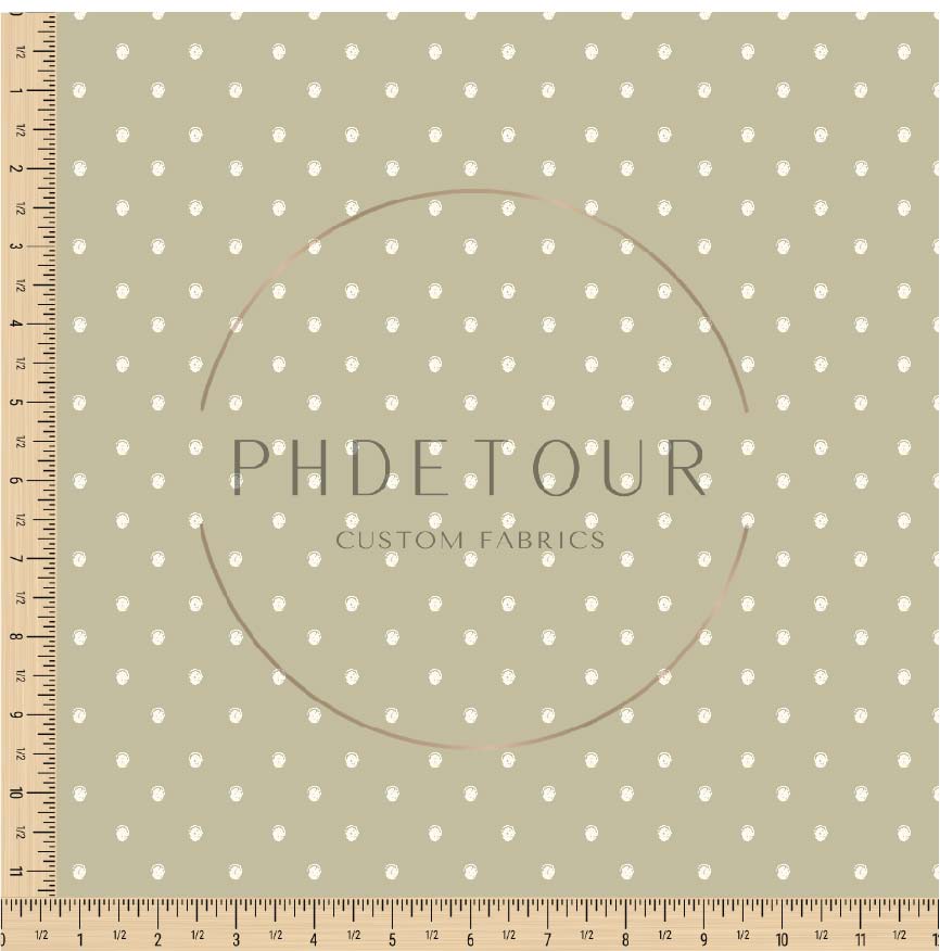 PREORDER - Dainty Cream Dots on Sage - 0437 - Choose Your Base