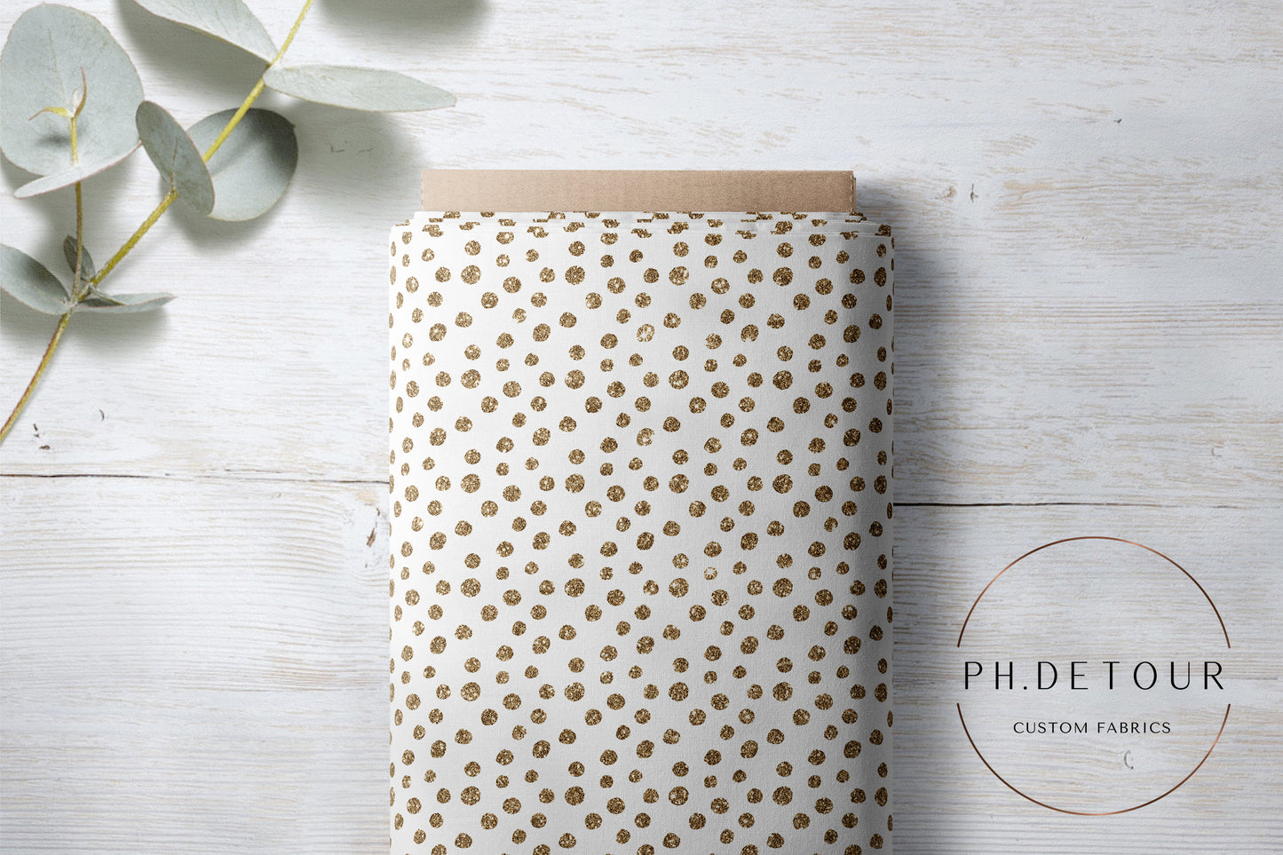 PREORDER - Gold Glitter Polka Dots on White - 0623 - Choose Your Base