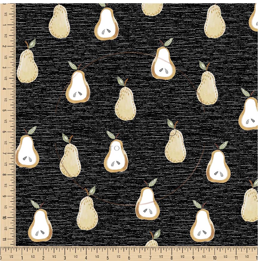 PREORDER - Golden Pears on Handwoven Texture Black - 0645 - Choose Your Base