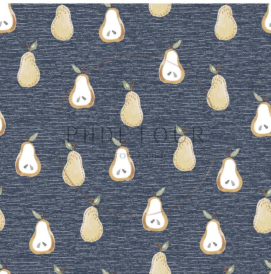 PREORDER - Golden Pears on Handwoven Texture Cadet - 0647 - Choose Your Base