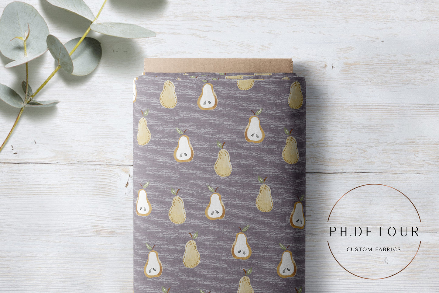 PREORDER - Golden Pears on Handwoven Texture Grey Violet - 0652 - Choose Your Base