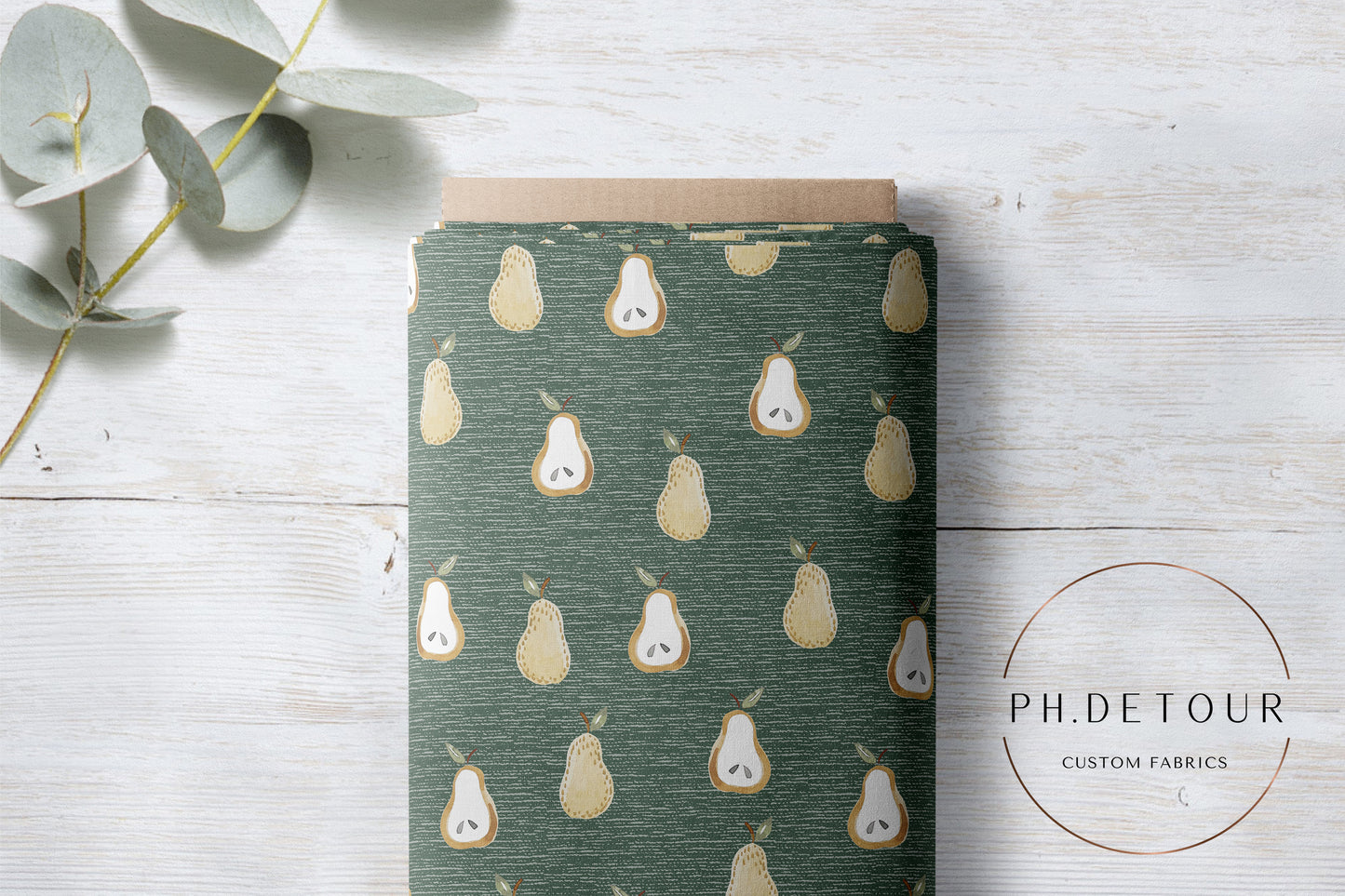 PREORDER - Golden Pears on Handwoven Texture Spruce - 0663 - Choose Your Base