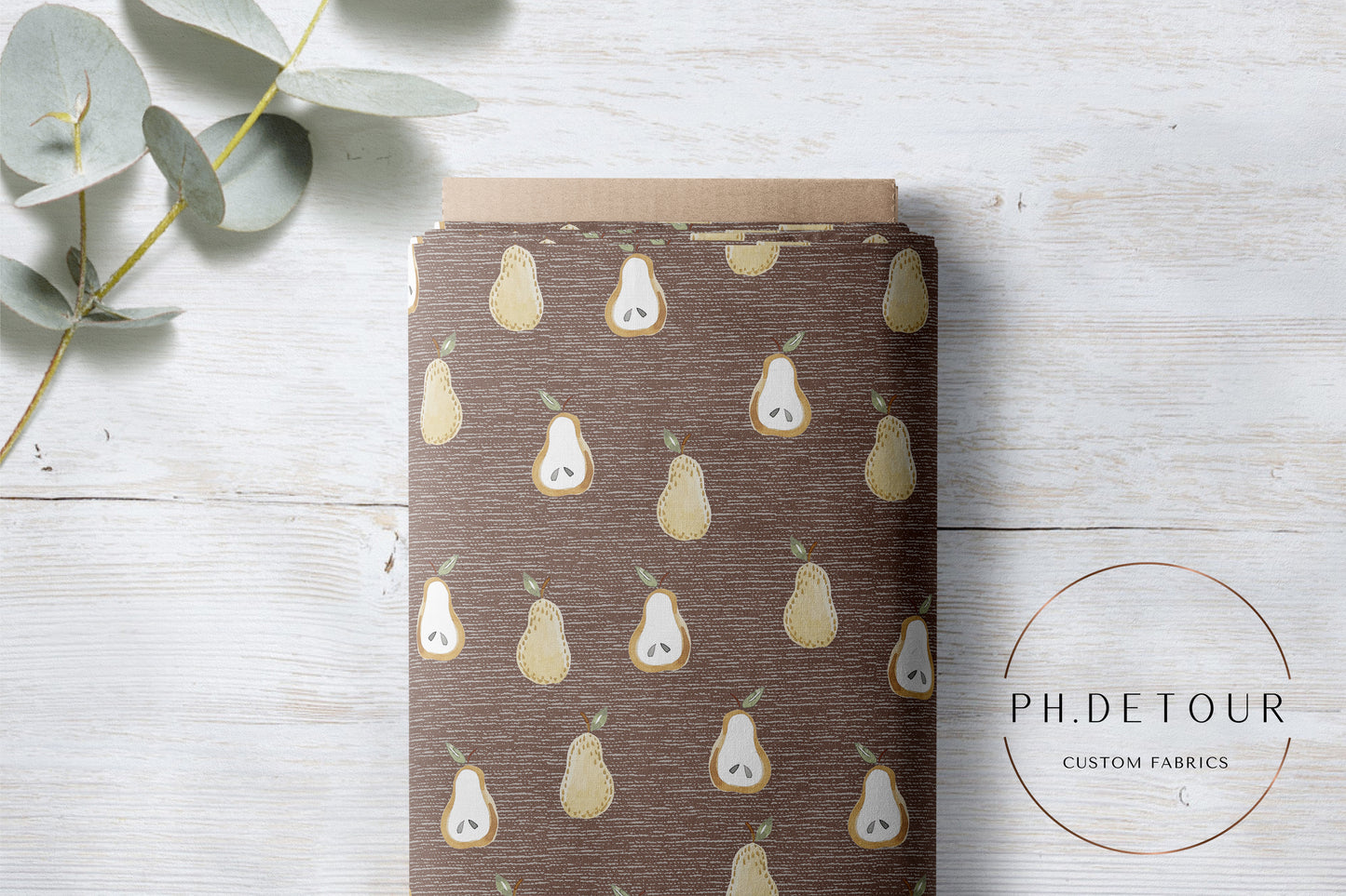 PREORDER - Golden Pears on Handwoven Texture Taupe - 0665 - Choose Your Base