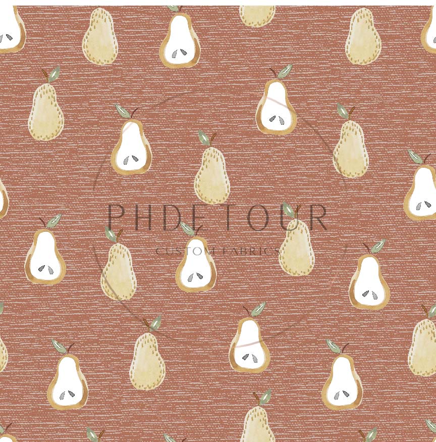 PREORDER - Golden Pears on Handwoven Texture Terra Cotta - 0667 - Choose Your Base