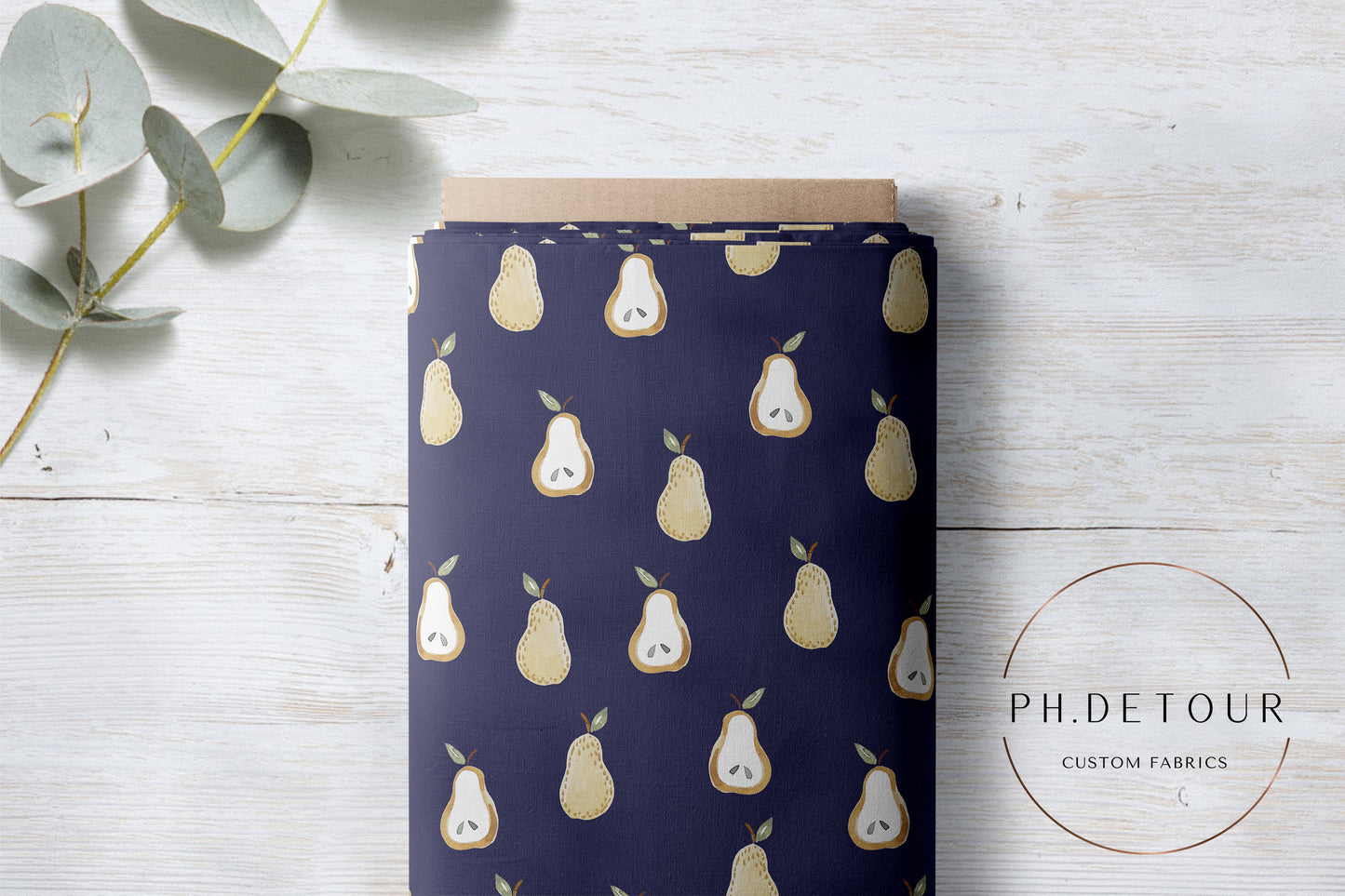 PREORDER - Golden Pears on Navy - 0672 - Choose Your Base