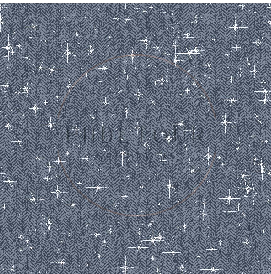 PREORDER - Grunge Stars on Herringbone Texture Cadet - 0740 - Choose Your Base