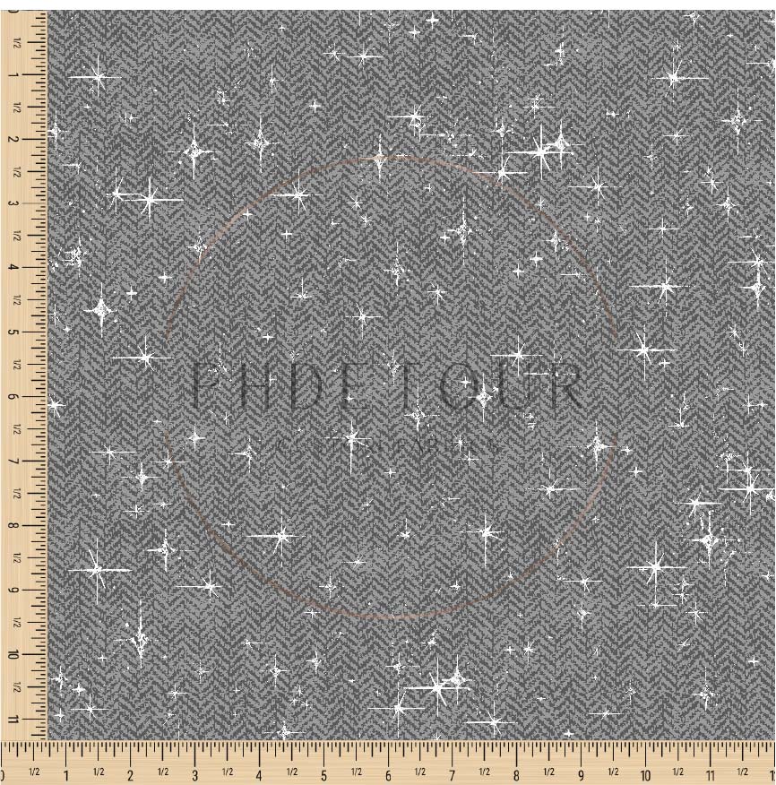 PREORDER - Grunge Stars on Herringbone Texture Charcoal - 0741 - Choose Your Base