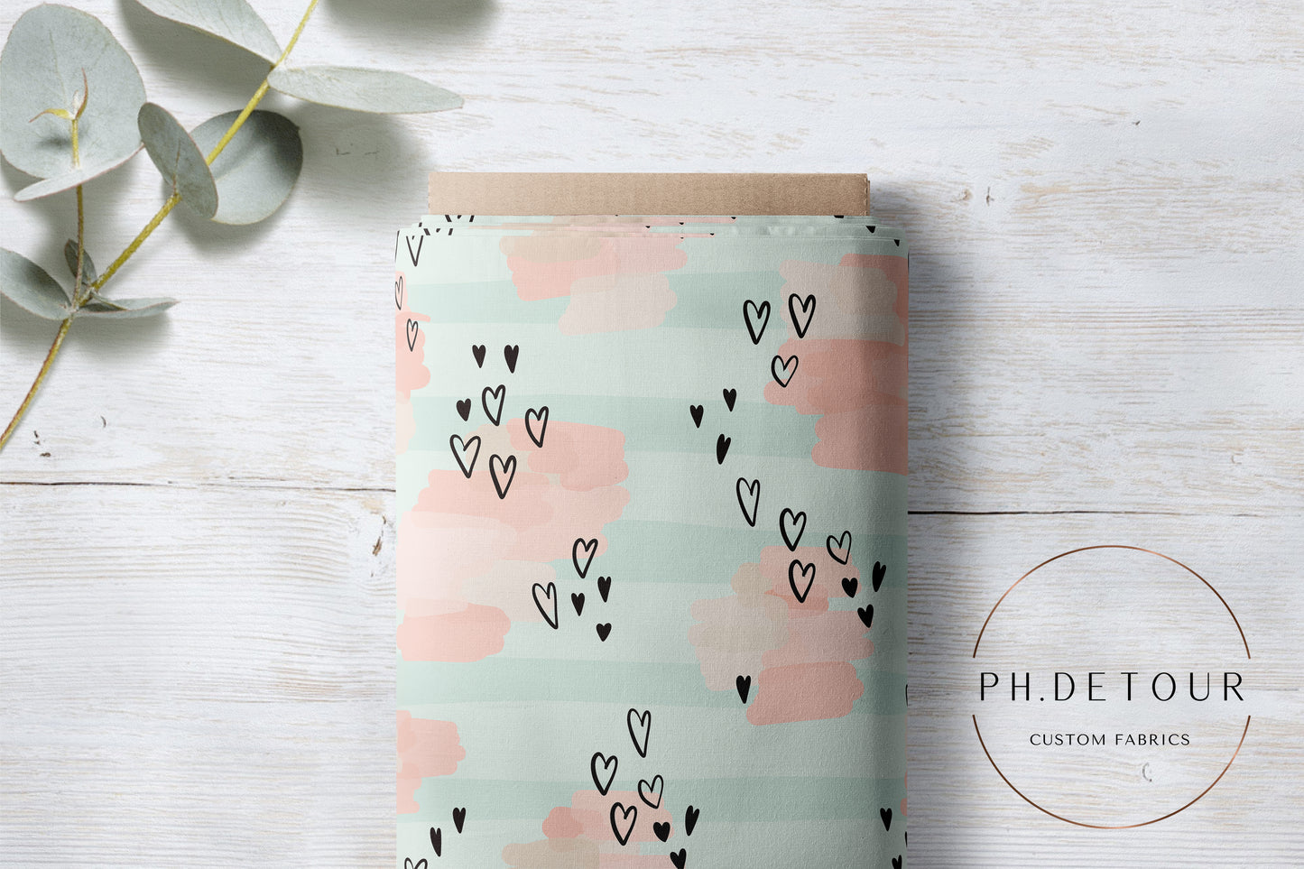 PREORDER - Heart Brushstrokes on Mint - 0852 - Choose Your Base