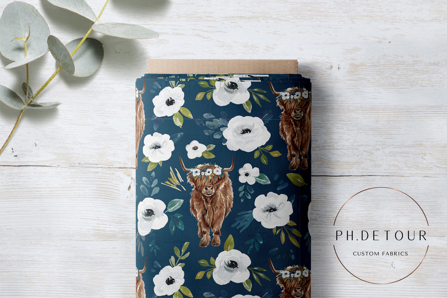 PREORDER - Highland Cows on Navy - 0897 - Choose Your Base
