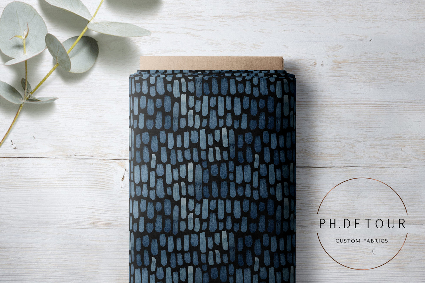 PREORDER - Indigo Brushstrokes on Black - 0931 - Choose Your Base