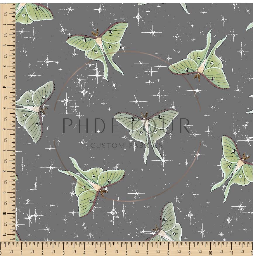 PREORDER - Luna Moths on Charcoal - 1047 - Choose Your Base