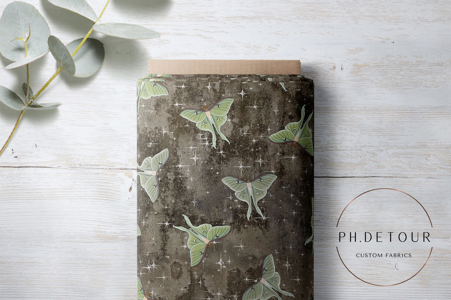 PREORDER - Luna Moths on Grunge Brown - 1052 - Choose Your Base