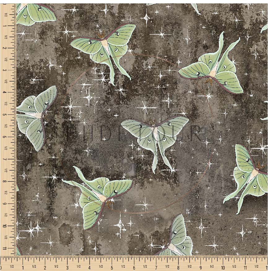 PREORDER - Luna Moths on Grunge Brown - 1052 - Choose Your Base