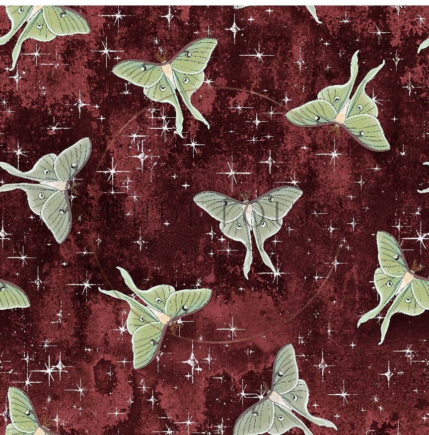 PREORDER - Luna Moths on Grunge Burgundy - 1053 - Choose Your Base