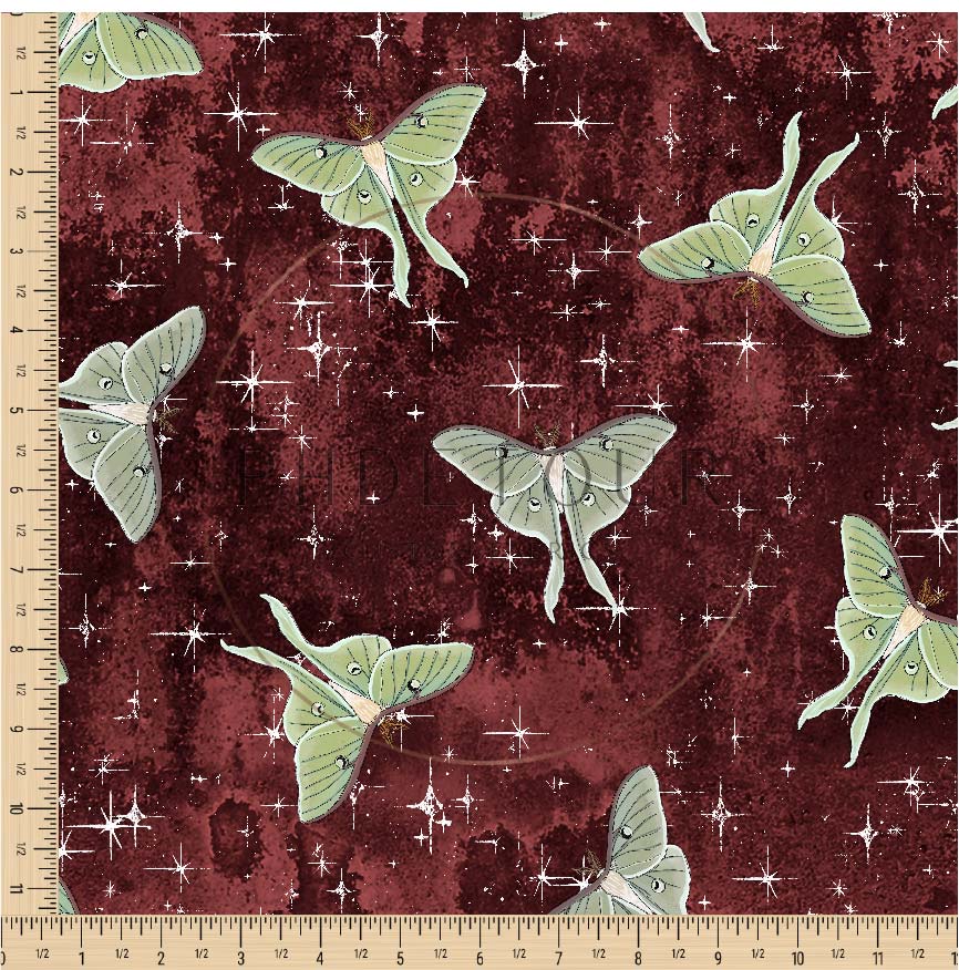 PREORDER - Luna Moths on Grunge Burgundy - 1053 - Choose Your Base