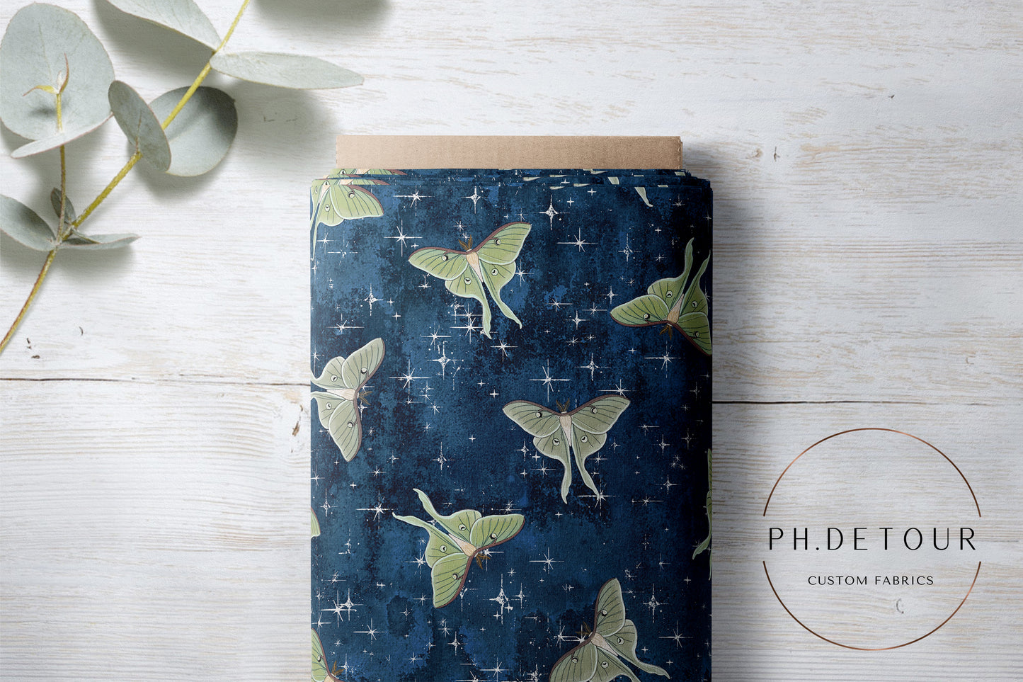 PREORDER - Luna Moths on Grunge Navy - 1056 - Choose Your Base