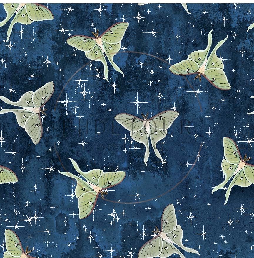 PREORDER - Luna Moths on Grunge Navy - 1056 - Choose Your Base