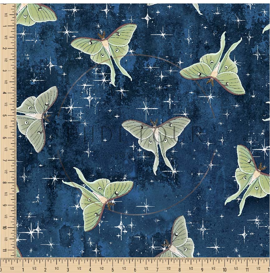 PREORDER - Luna Moths on Grunge Navy - 1056 - Choose Your Base