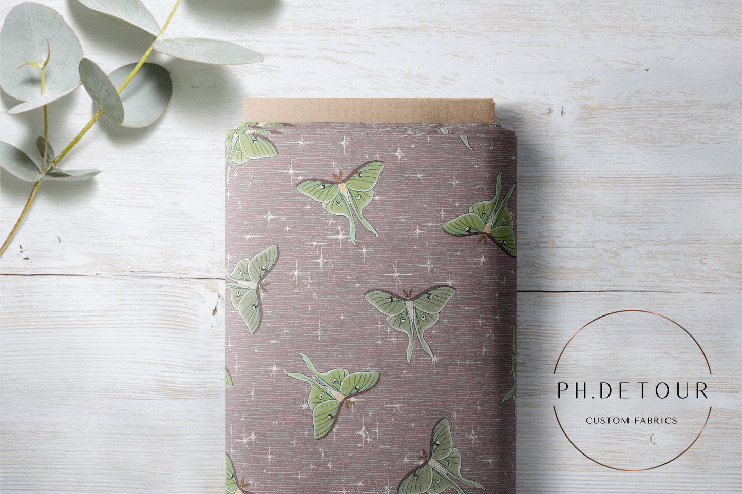 PREORDER - Luna Moths on Handwoven Texture Lotus - 1065 - Choose Your Base